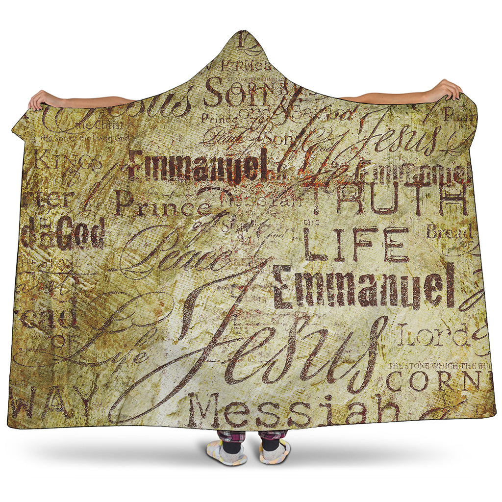 Old Religious Words Print Hooded Blanket