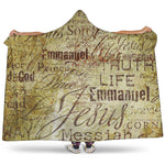 Old Religious Words Print Hooded Blanket