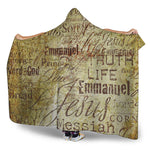 Old Religious Words Print Hooded Blanket