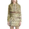 Old Religious Words Print Hoodie Dress