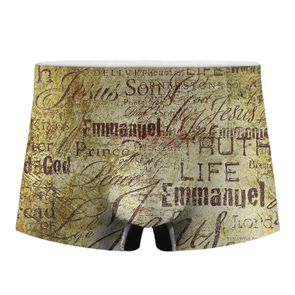 Old Religious Words Print Men's Boxer Briefs