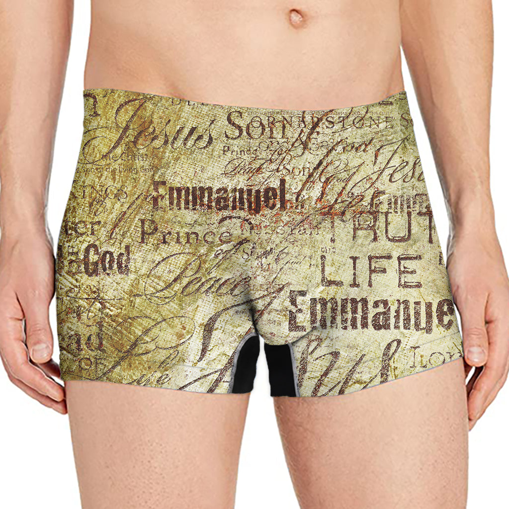 Old Religious Words Print Men's Boxer Briefs