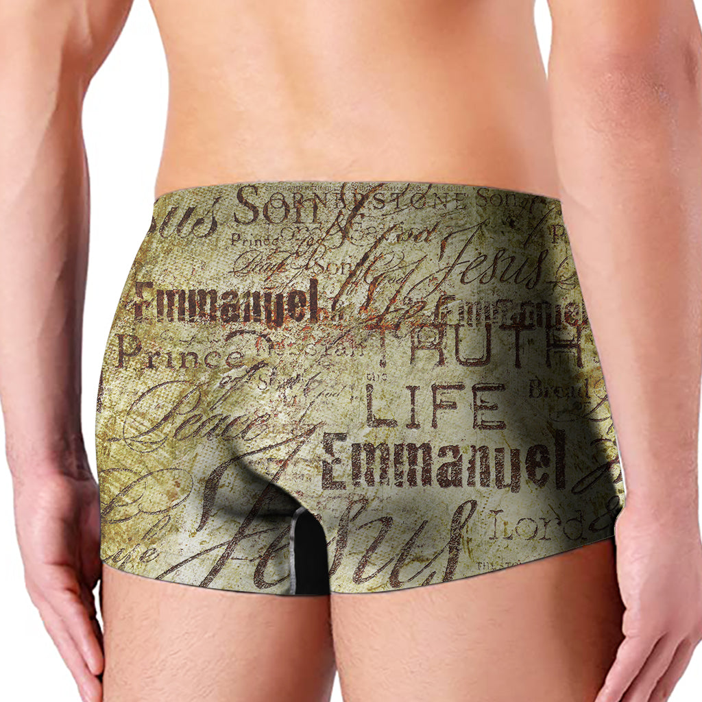 Old Religious Words Print Men's Boxer Briefs