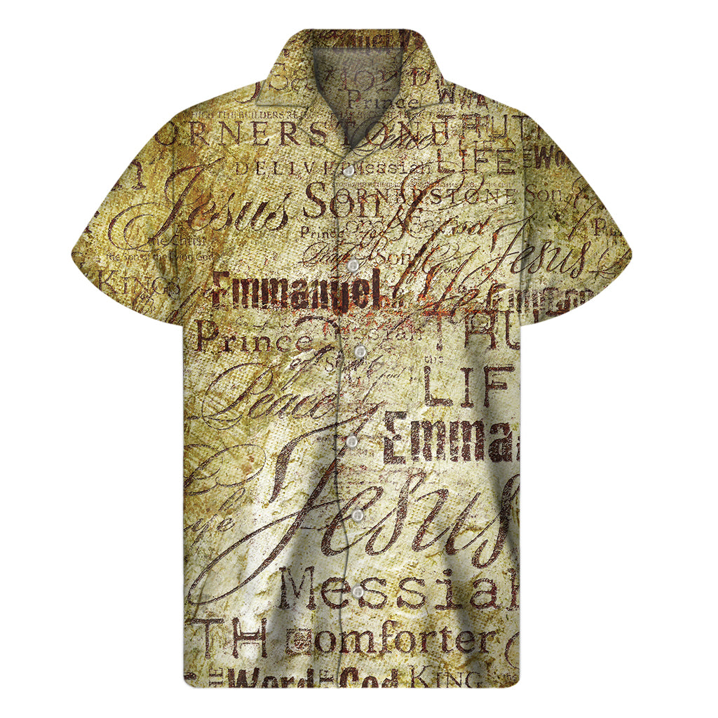 Old Religious Words Print Men's Short Sleeve Shirt