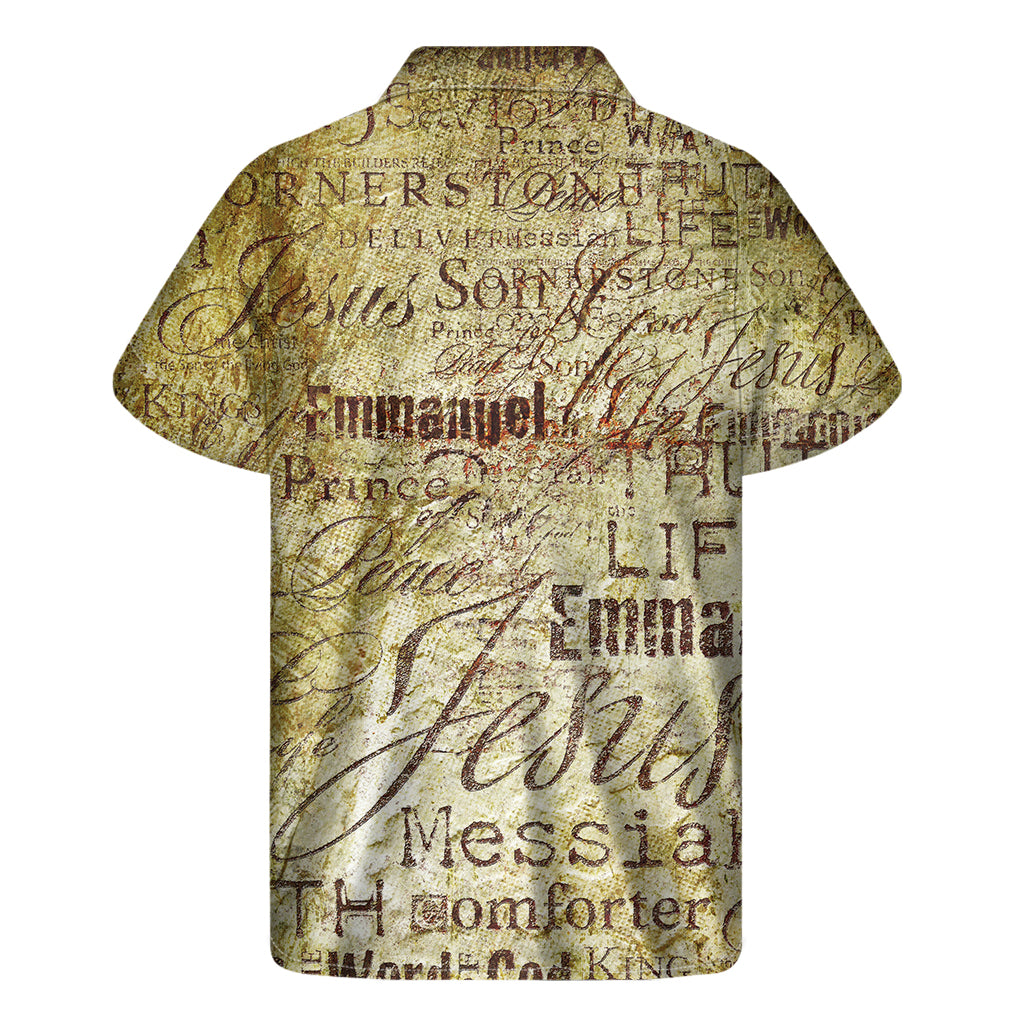 Old Religious Words Print Men's Short Sleeve Shirt