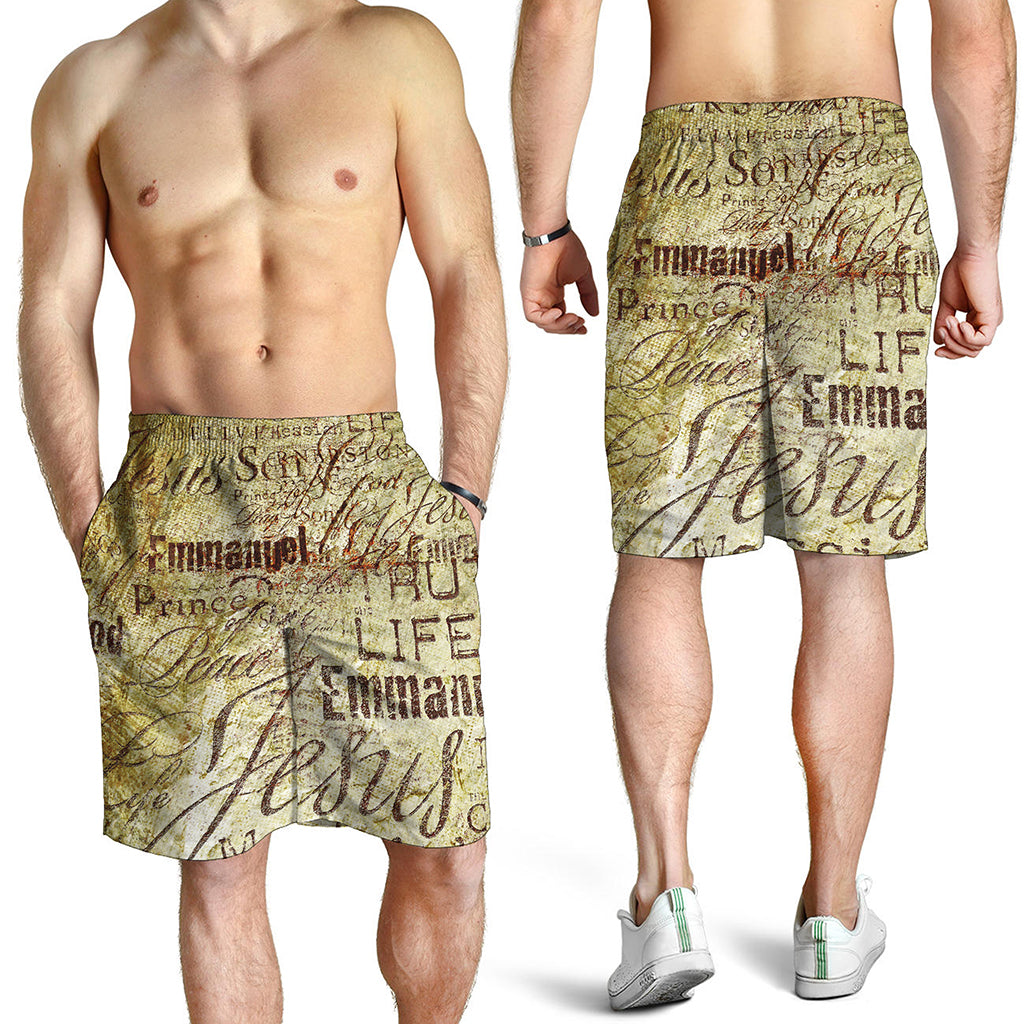 Old Religious Words Print Men's Shorts