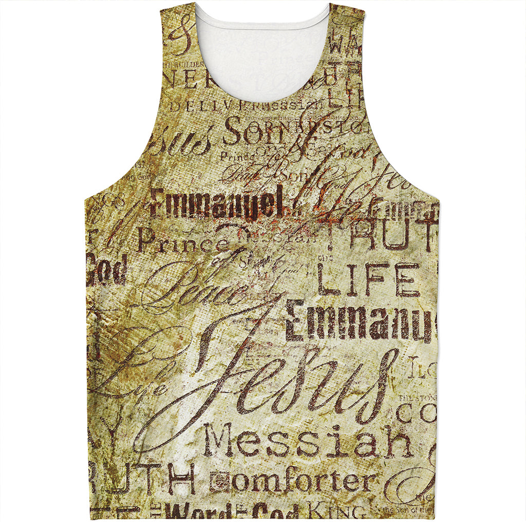 Old Religious Words Print Men's Tank Top