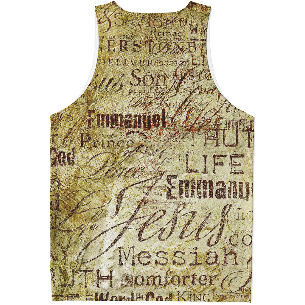 Old Religious Words Print Men's Tank Top