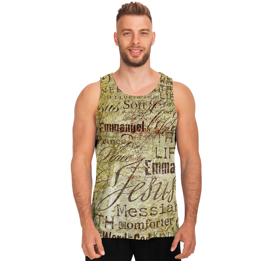 Old Religious Words Print Men's Tank Top