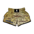 Old Religious Words Print Muay Thai Boxing Shorts