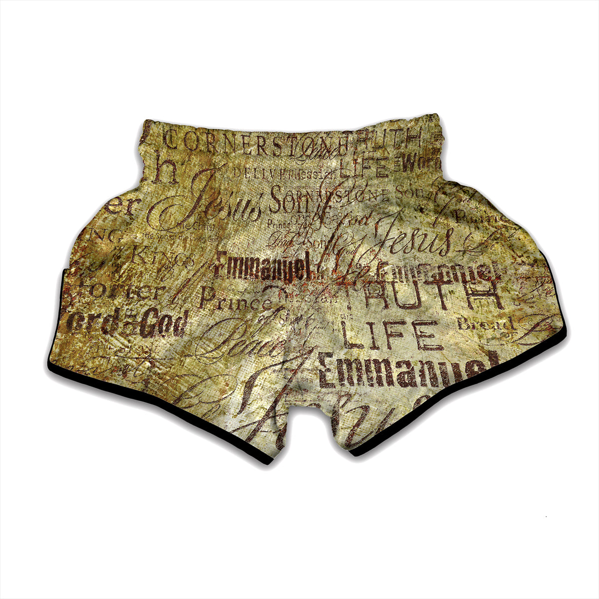 Old Religious Words Print Muay Thai Boxing Shorts