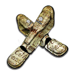 Old Religious Words Print Muay Thai Shin Guard