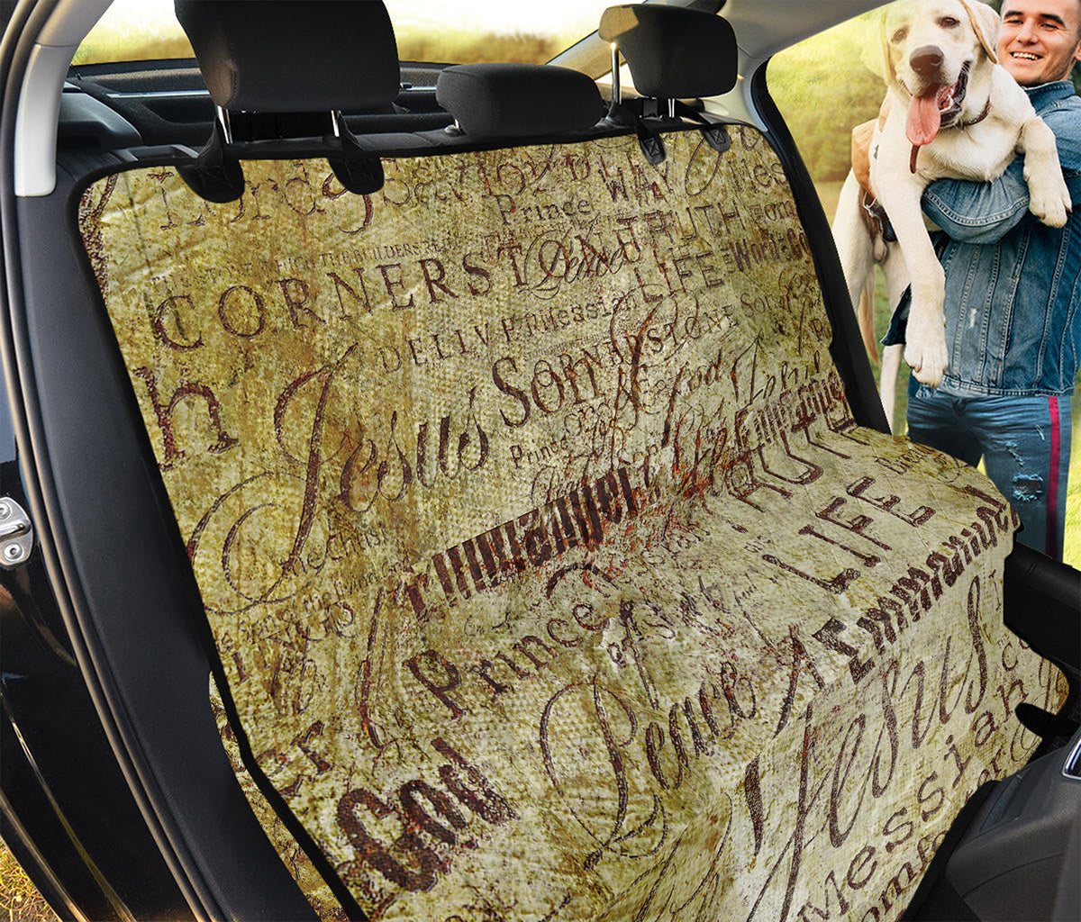 Old Religious Words Print Pet Car Back Seat Cover