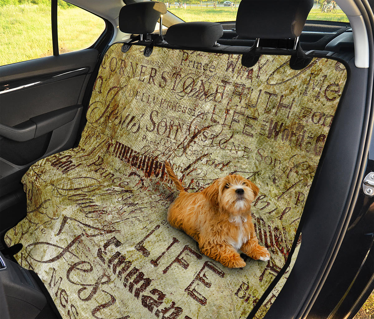 Old Religious Words Print Pet Car Back Seat Cover