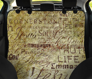 Old Religious Words Print Pet Car Back Seat Cover