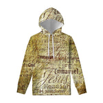 Old Religious Words Print Pullover Hoodie