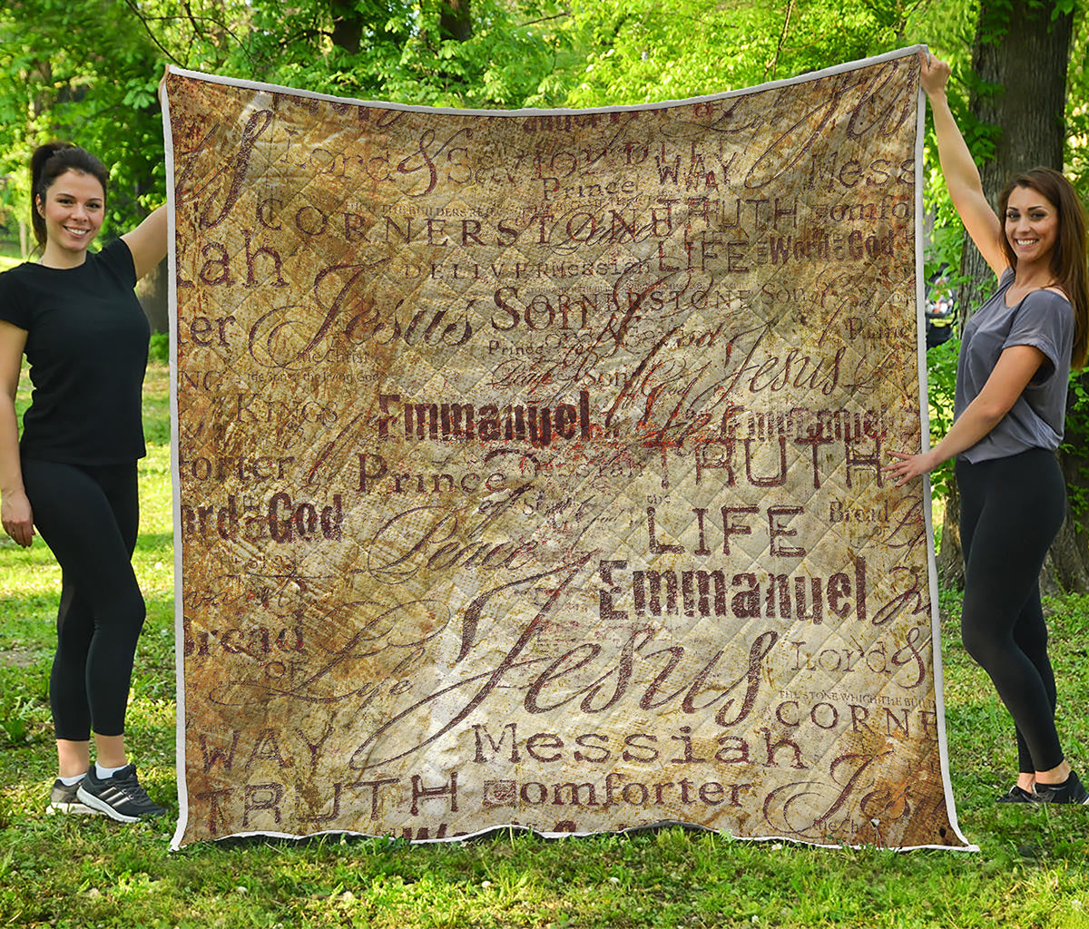 Old Religious Words Print Quilt