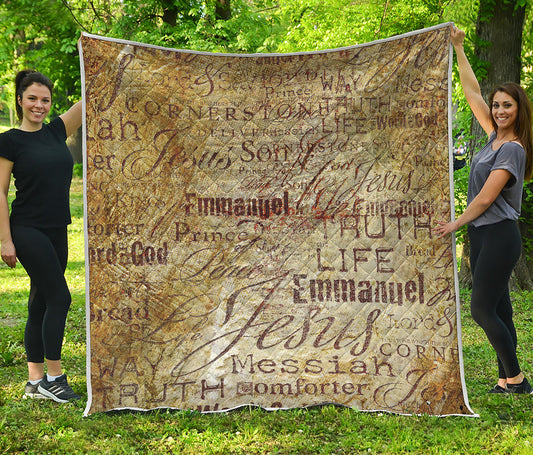 Old Religious Words Print Quilt