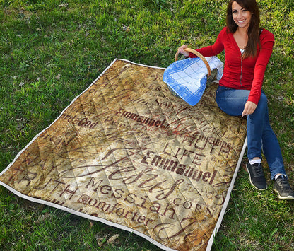 Old Religious Words Print Quilt