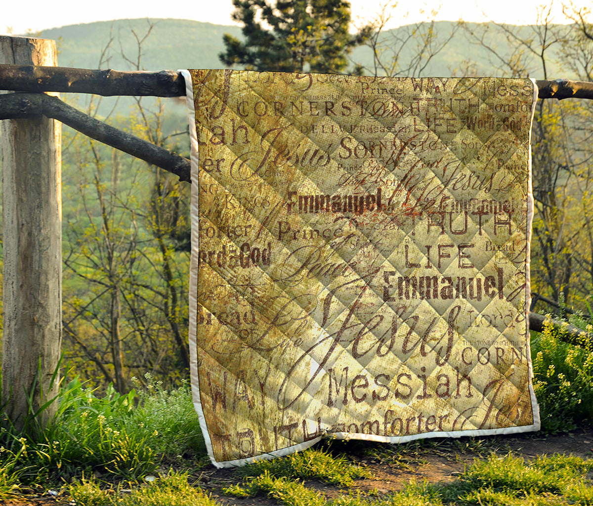 Old Religious Words Print Quilt