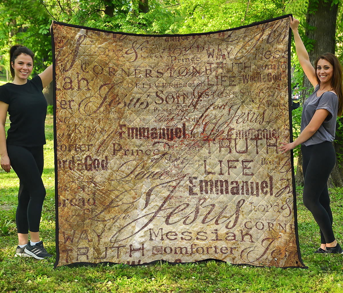 Old Religious Words Print Quilt