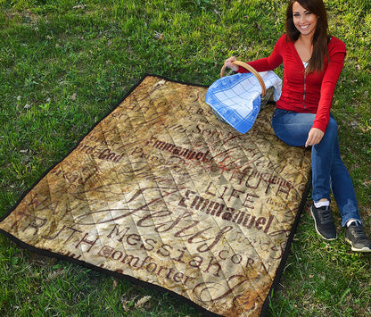 Old Religious Words Print Quilt