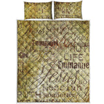 Old Religious Words Print Quilt Bed Set