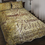 Old Religious Words Print Quilt Bed Set