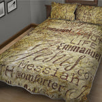 Old Religious Words Print Quilt Bed Set