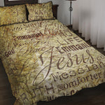 Old Religious Words Print Quilt Bed Set
