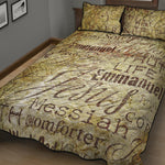 Old Religious Words Print Quilt Bed Set