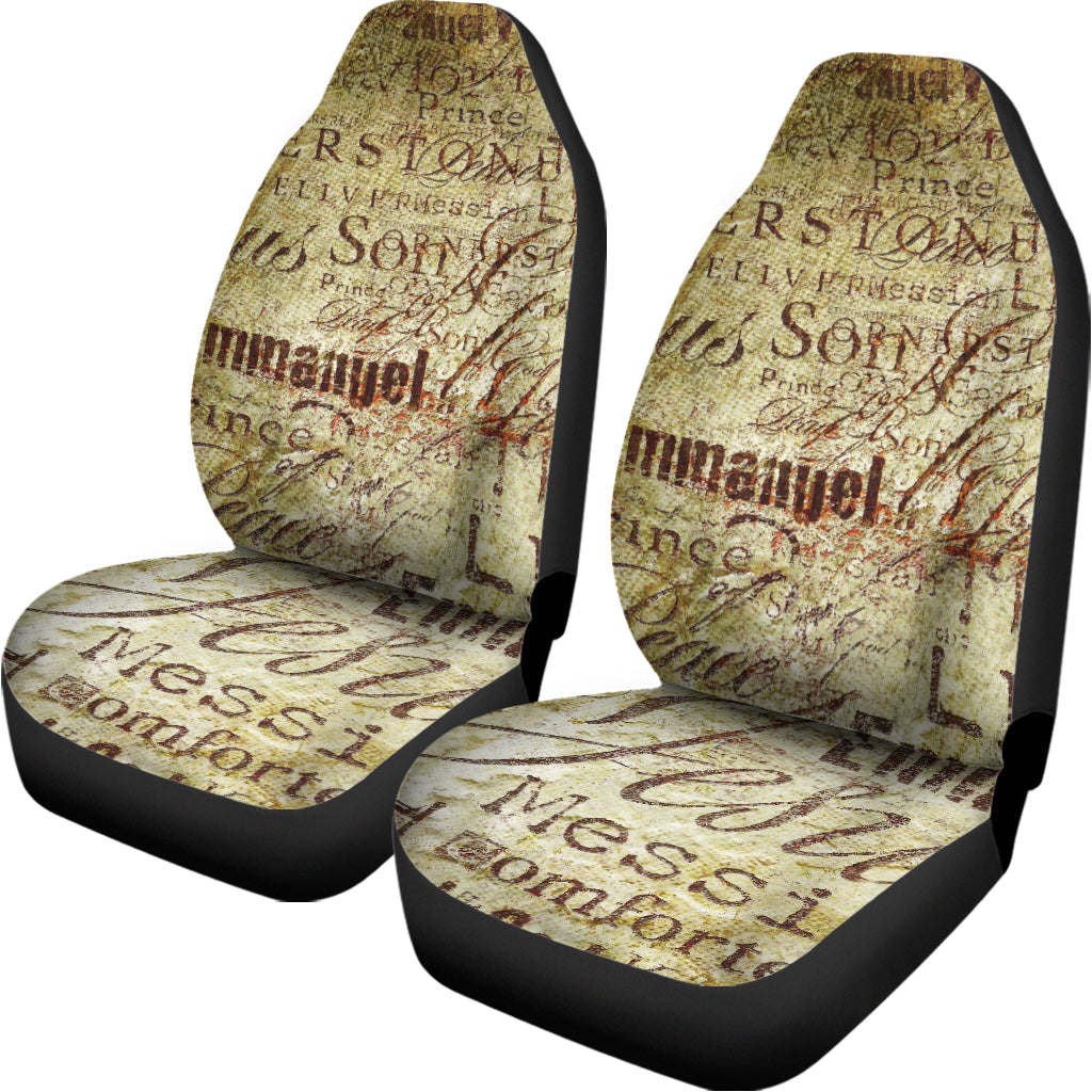 Old Religious Words Print Universal Fit Car Seat Covers