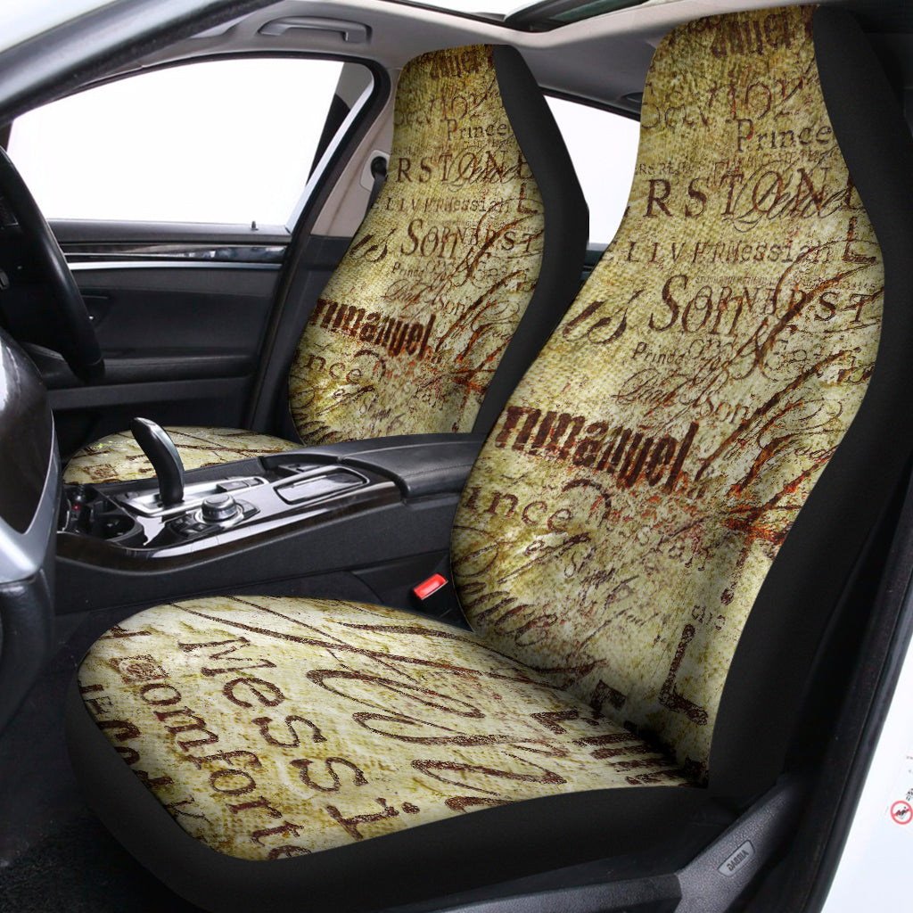 Old Religious Words Print Universal Fit Car Seat Covers