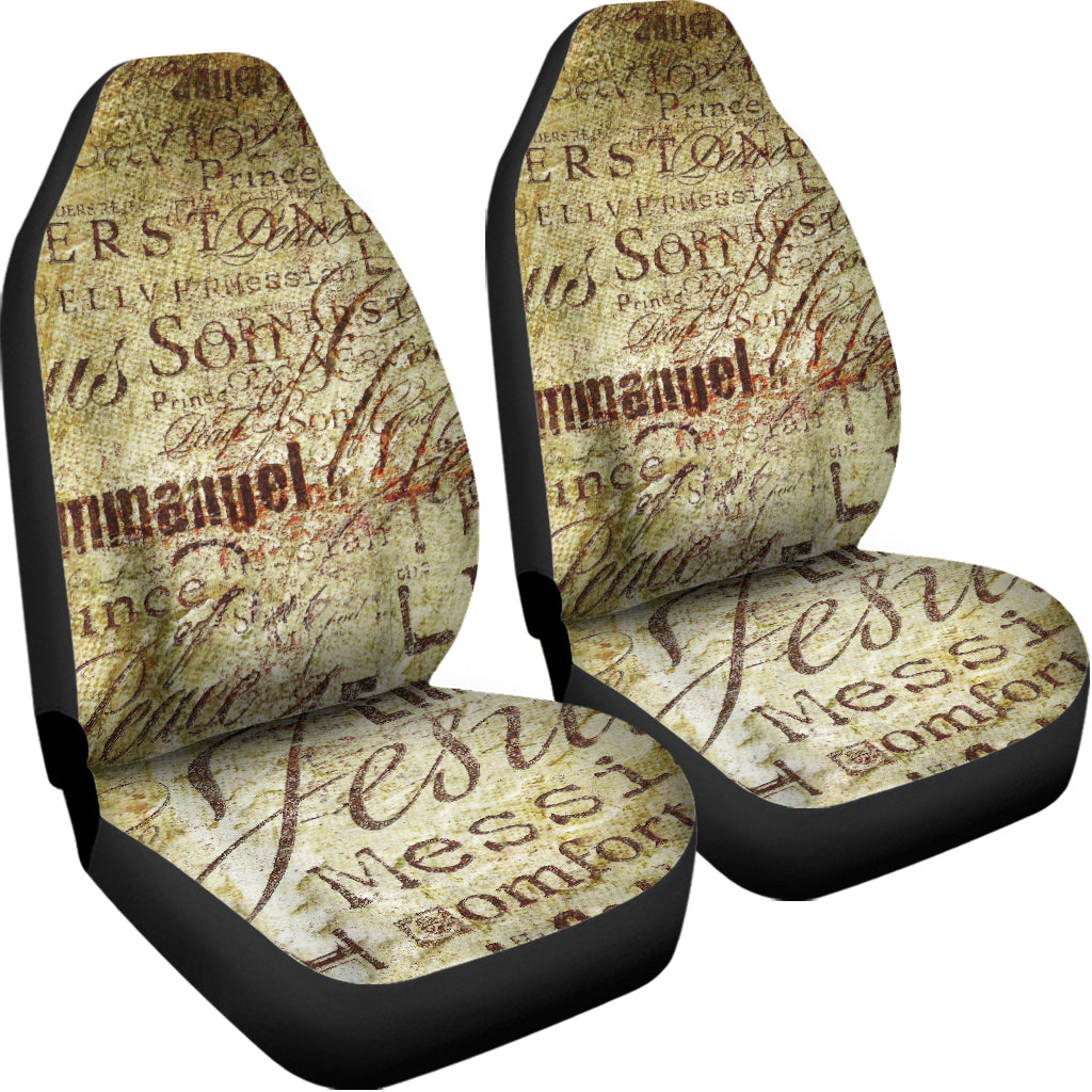 Old Religious Words Print Universal Fit Car Seat Covers