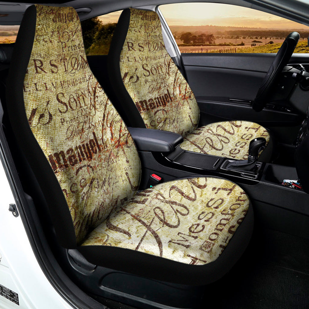 Old Religious Words Print Universal Fit Car Seat Covers