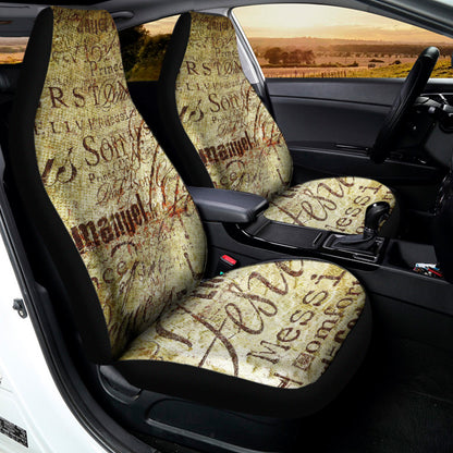 Old Religious Words Print Universal Fit Car Seat Covers
