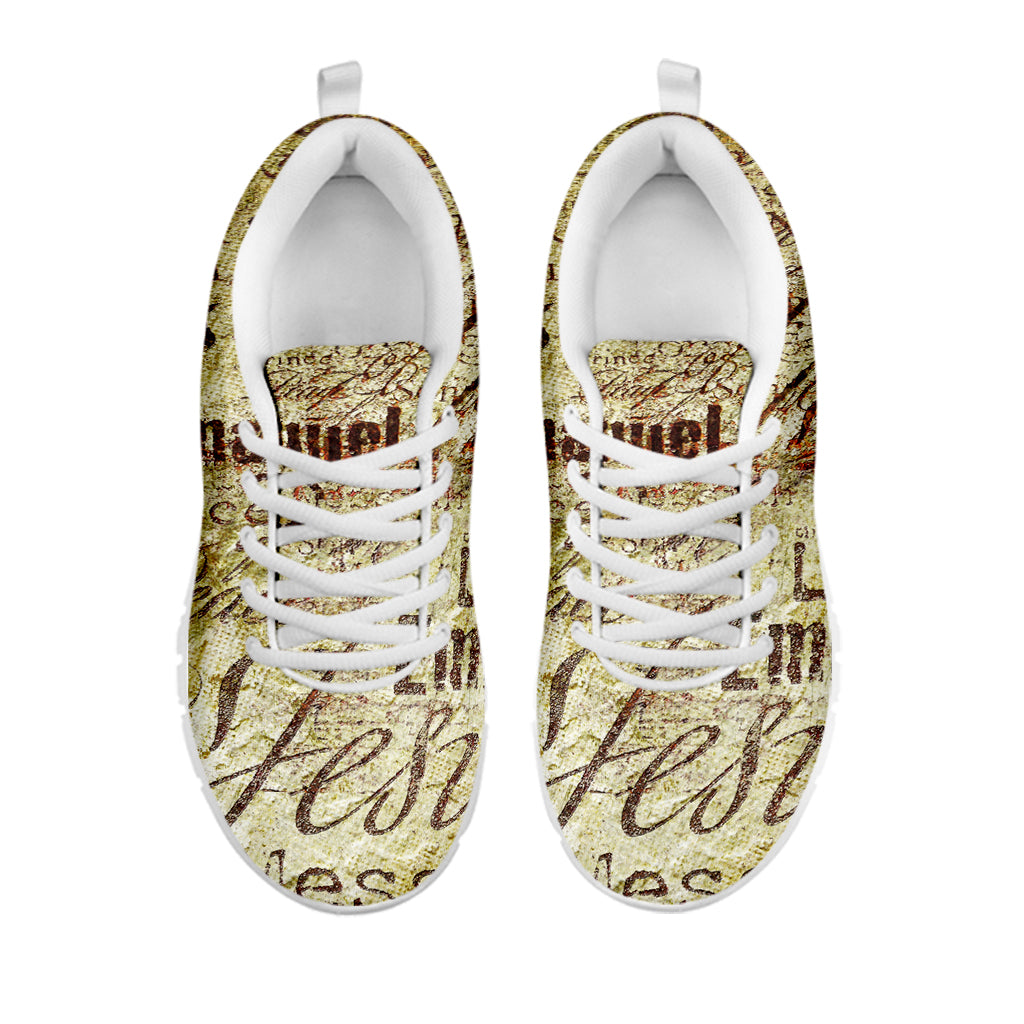 Old Religious Words Print White Sneakers