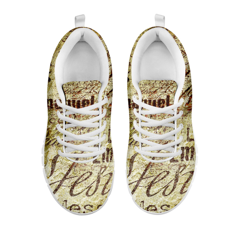 Old Religious Words Print White Sneakers
