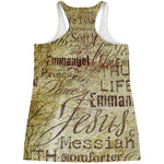 Old Religious Words Print Women's Racerback Tank Top