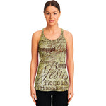 Old Religious Words Print Women's Racerback Tank Top