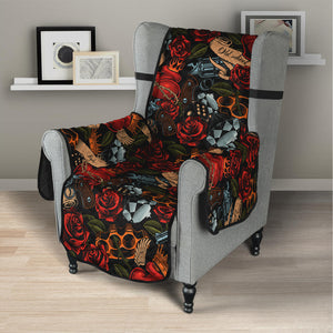 Old School Tattoo Print Armchair Protector