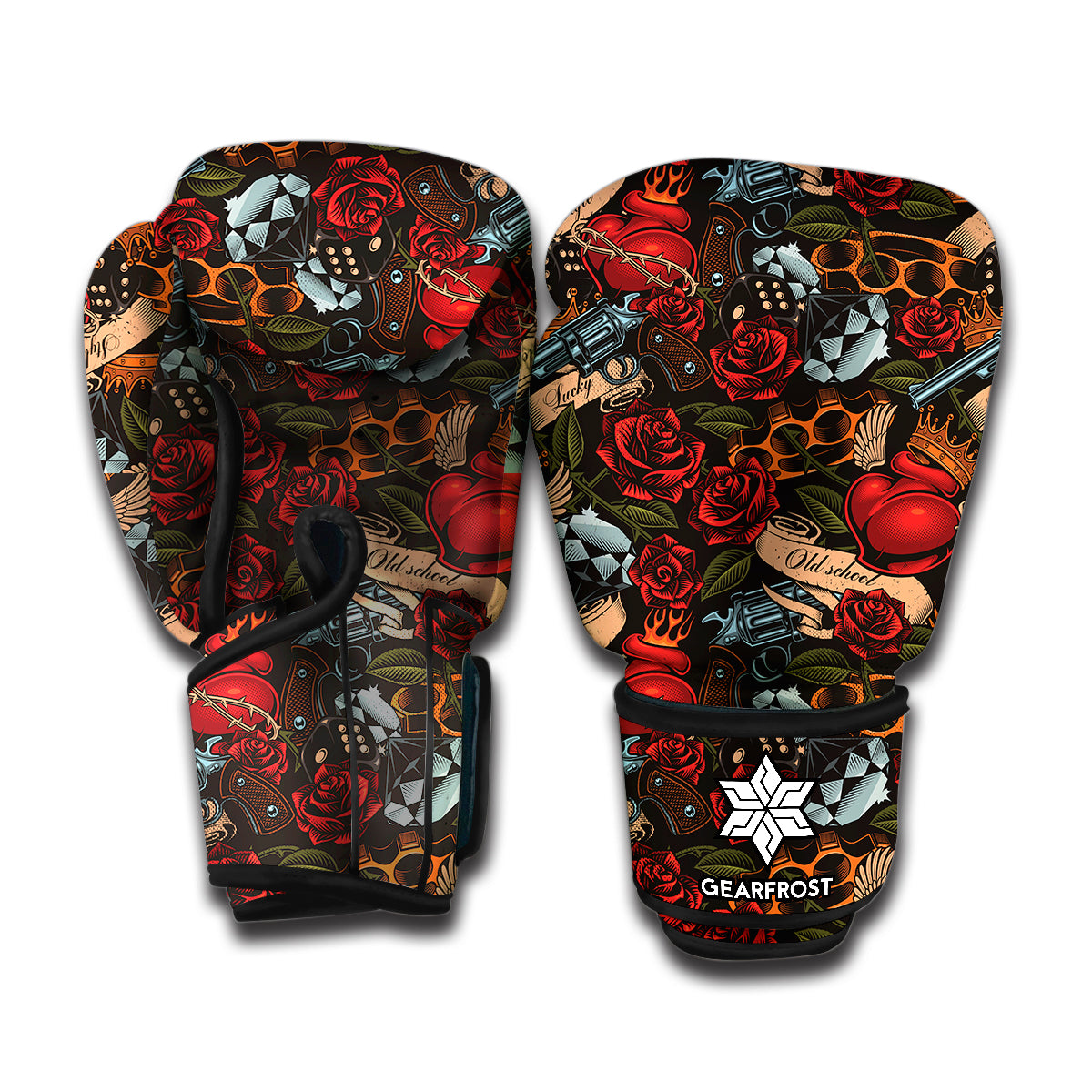 Old School Tattoo Print Boxing Gloves