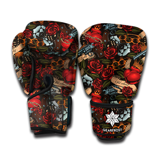 Old School Tattoo Print Boxing Gloves