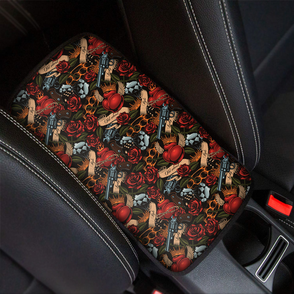 Old School Tattoo Print Car Center Console Cover