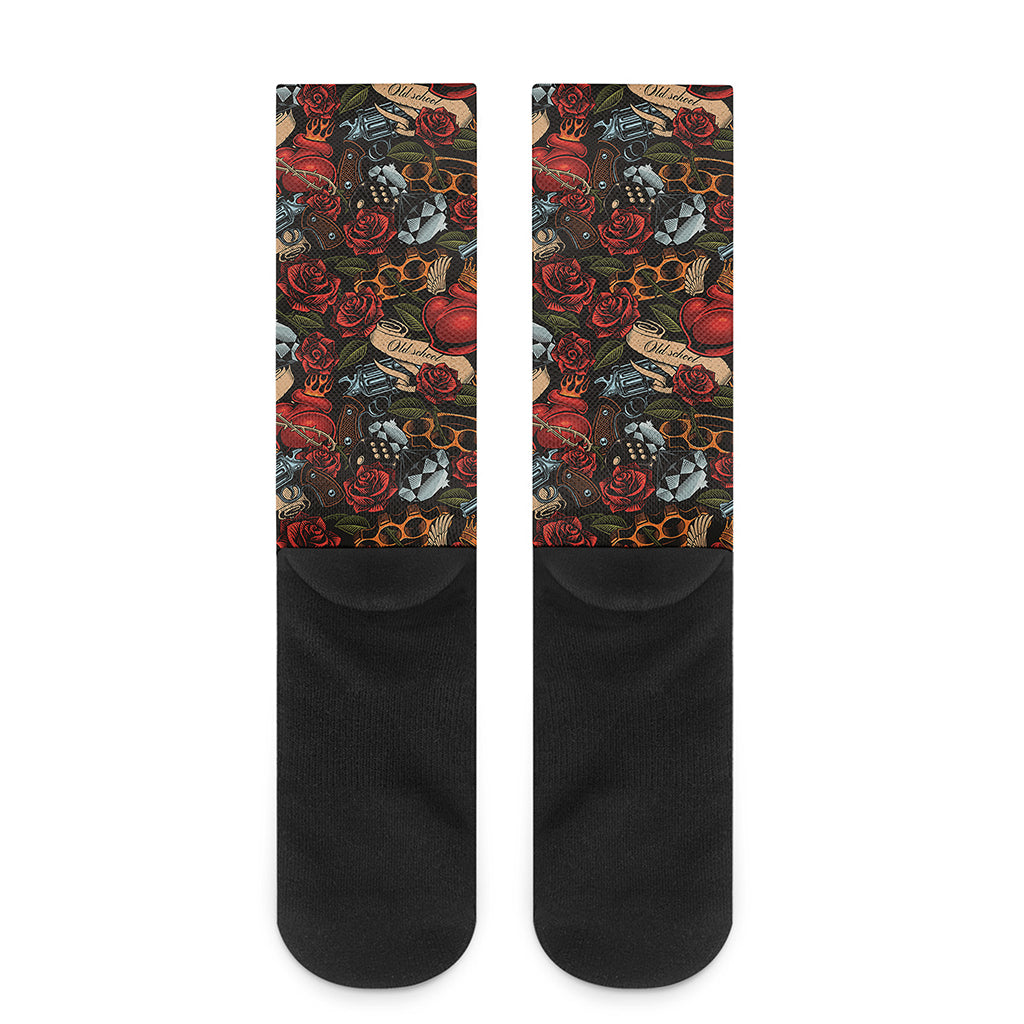 Old School Tattoo Print Crew Socks