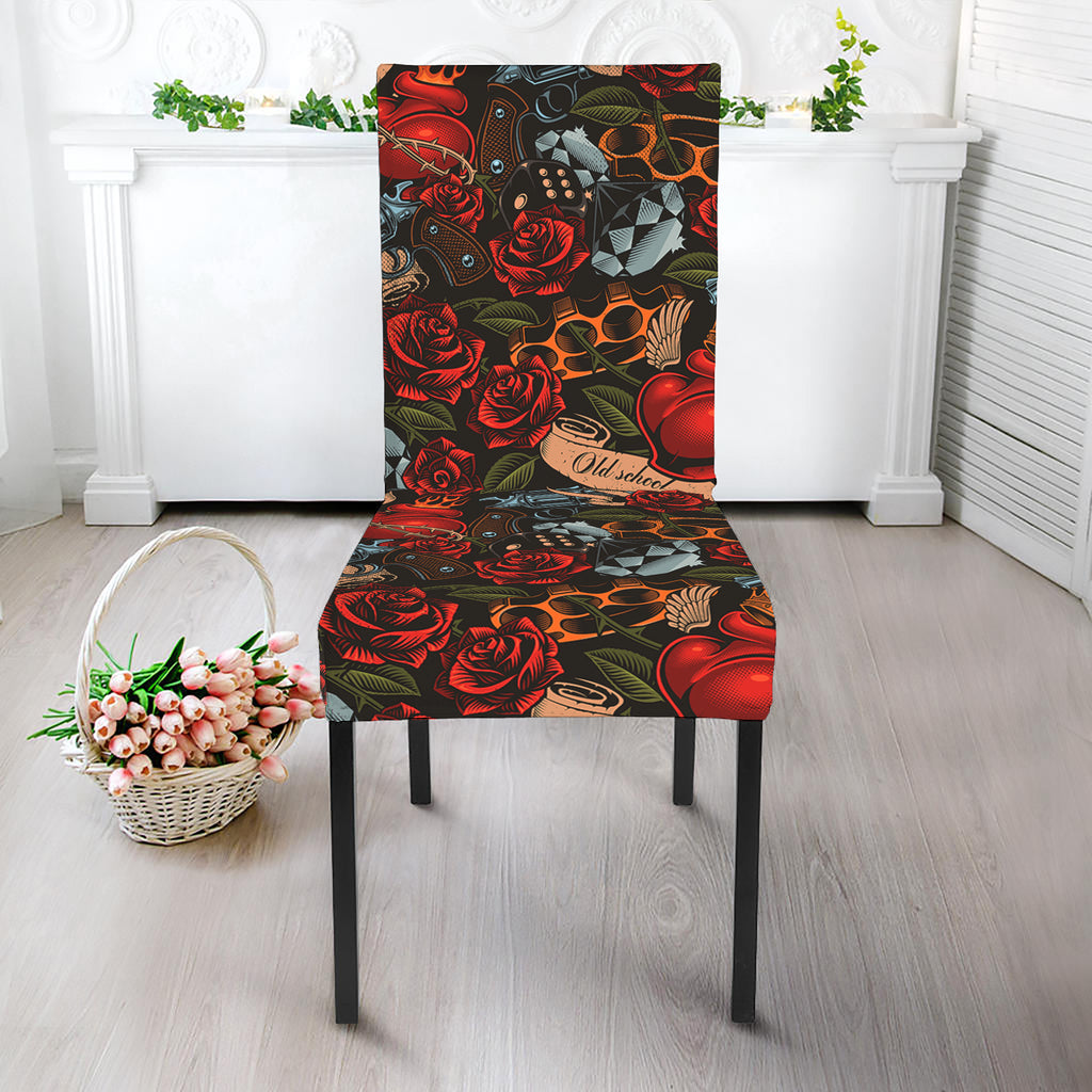 Old School Tattoo Print Dining Chair Slipcover