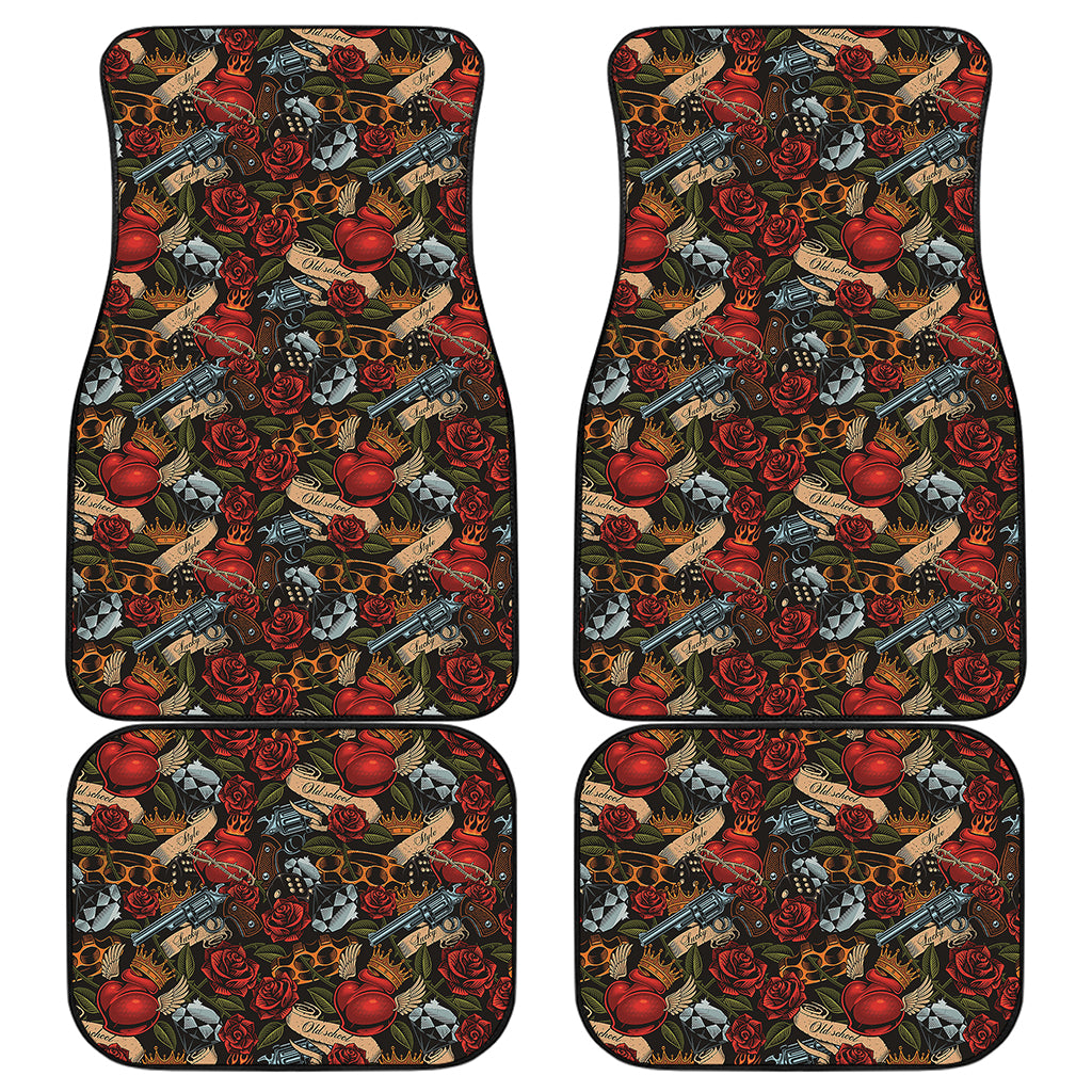 Old School Tattoo Print Front and Back Car Floor Mats