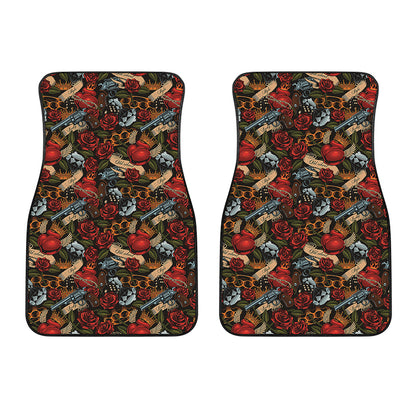 Old School Tattoo Print Front Car Floor Mats