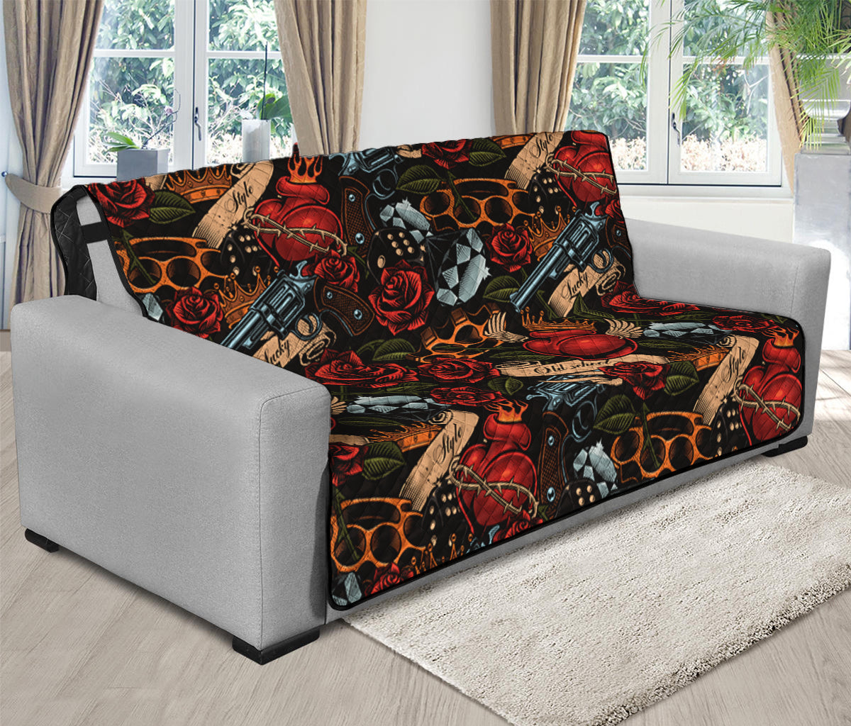 Old School Tattoo Print Futon Protector