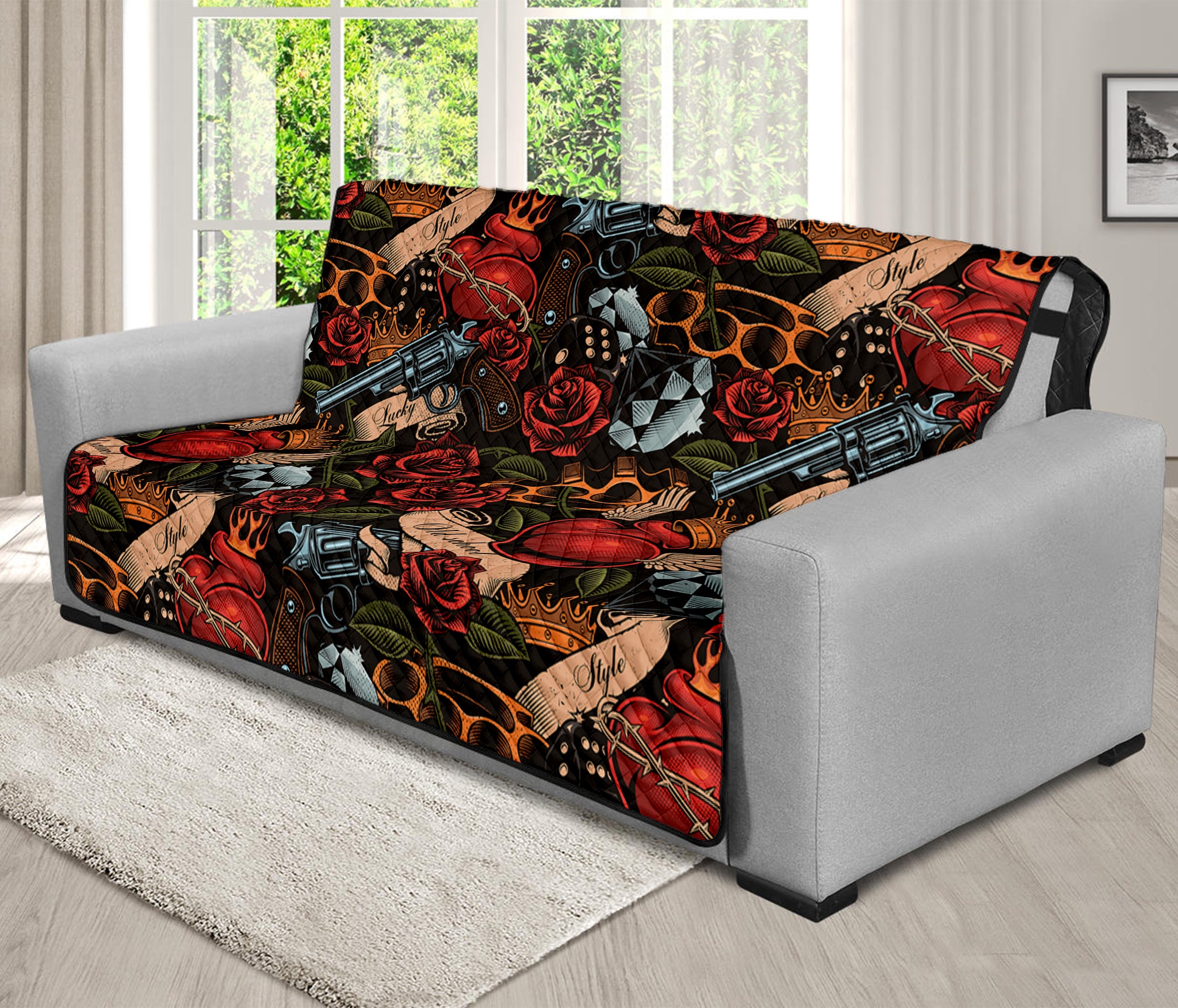 Old School Tattoo Print Futon Protector